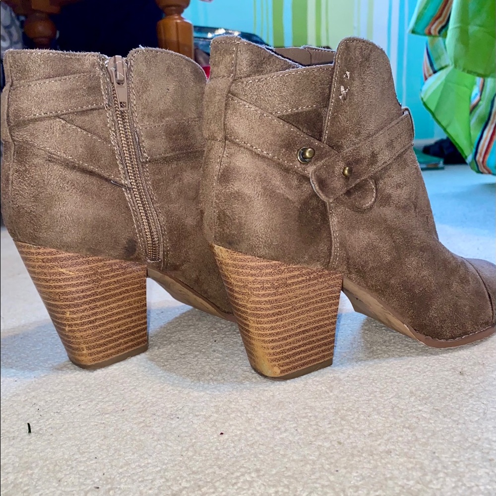 Brown/Taupe Faux Suede Booties